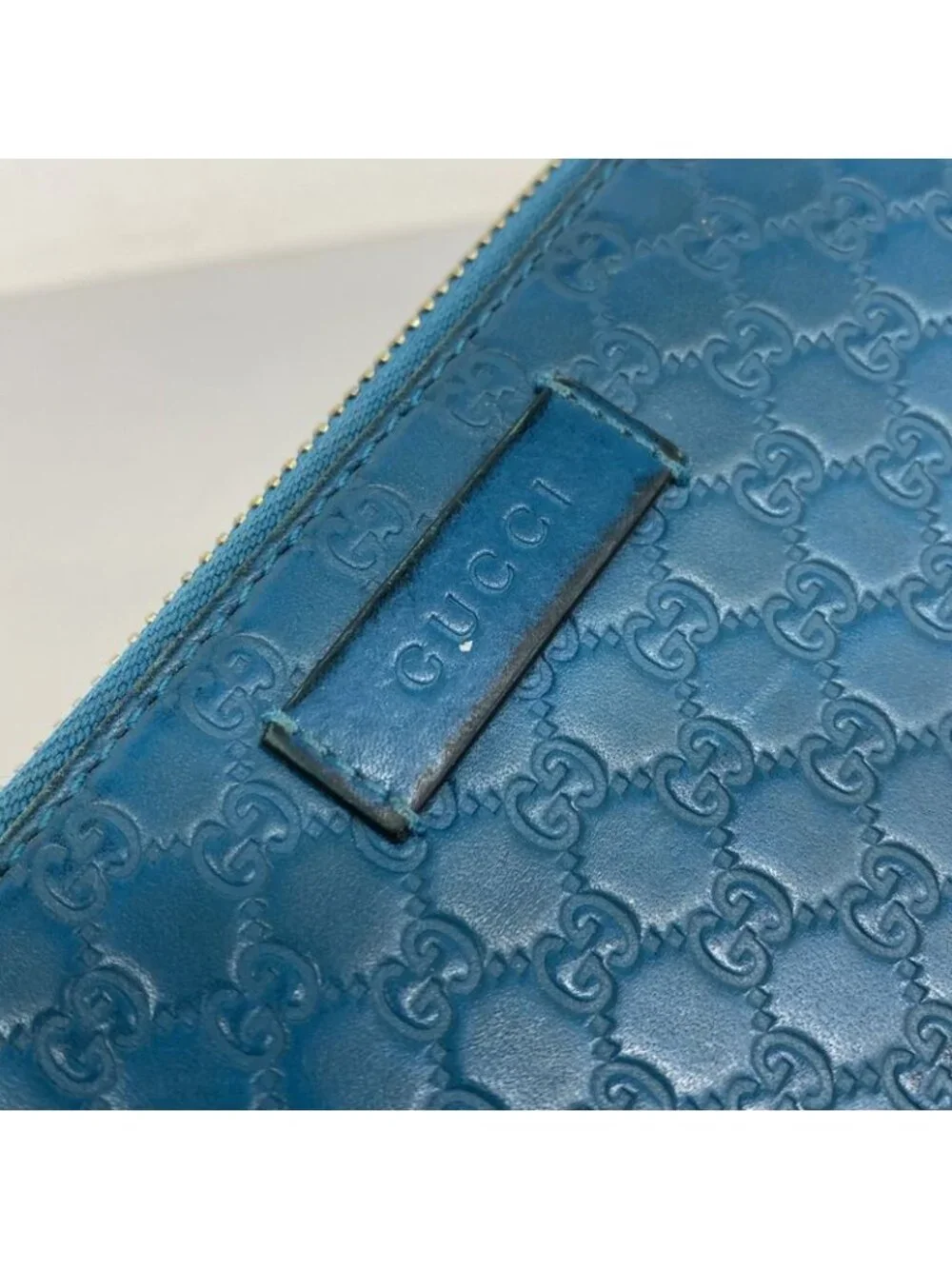 ★SOLD★ Gucci Wallet Micro Guccissima Leather Turquoise Blue Gold - Picture 8 of 9